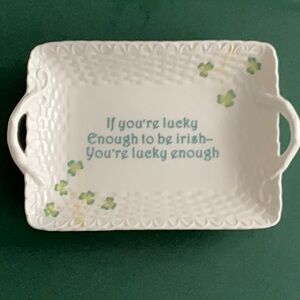 I. Godinger & Co. Irish Themed Ceramic Tray with Shamrock Design